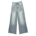 thumbnail image 4 of ManxiVoo Stovepipe Flare Jeans for Women Stretchy Denim Pants with Pockets Relaxed Wide Leg and High Waisted Fit XS Size Light Blue, 4 of 5