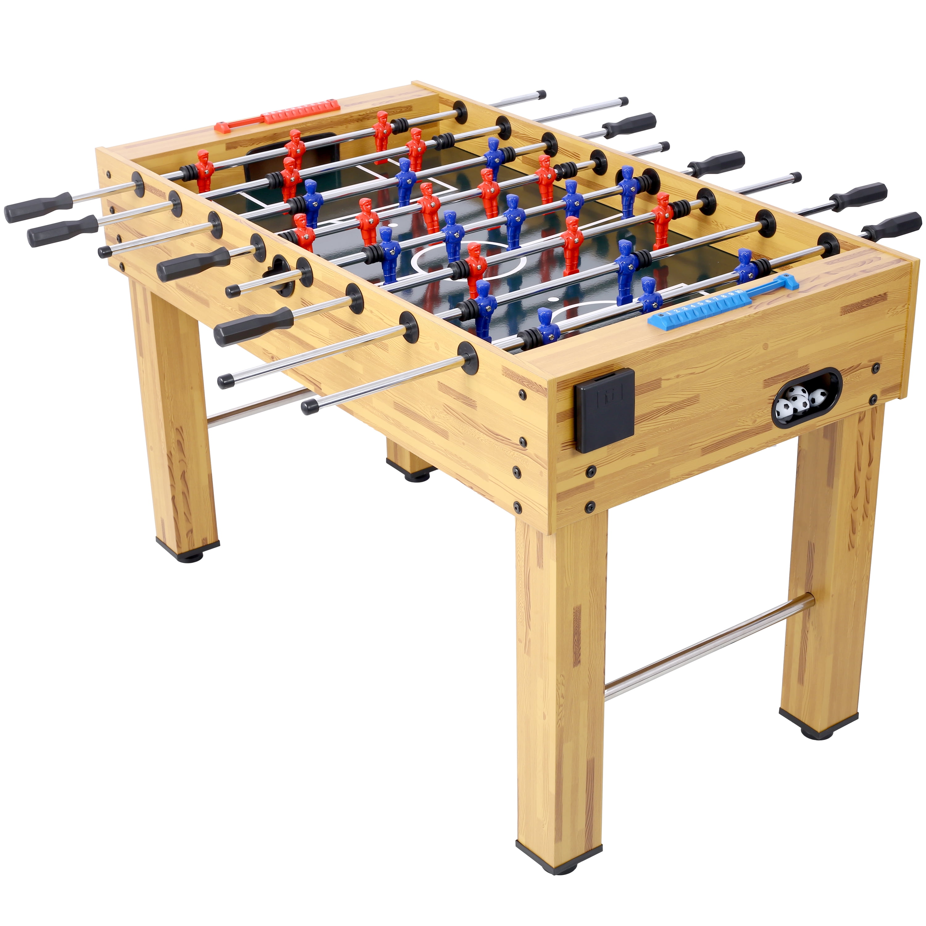 Garvee Soccer Table with 4 Balls 1 Cup Holder 2 Counters Arcade Competition Sized Foosball Table Family Sports Game Table Wood 54in