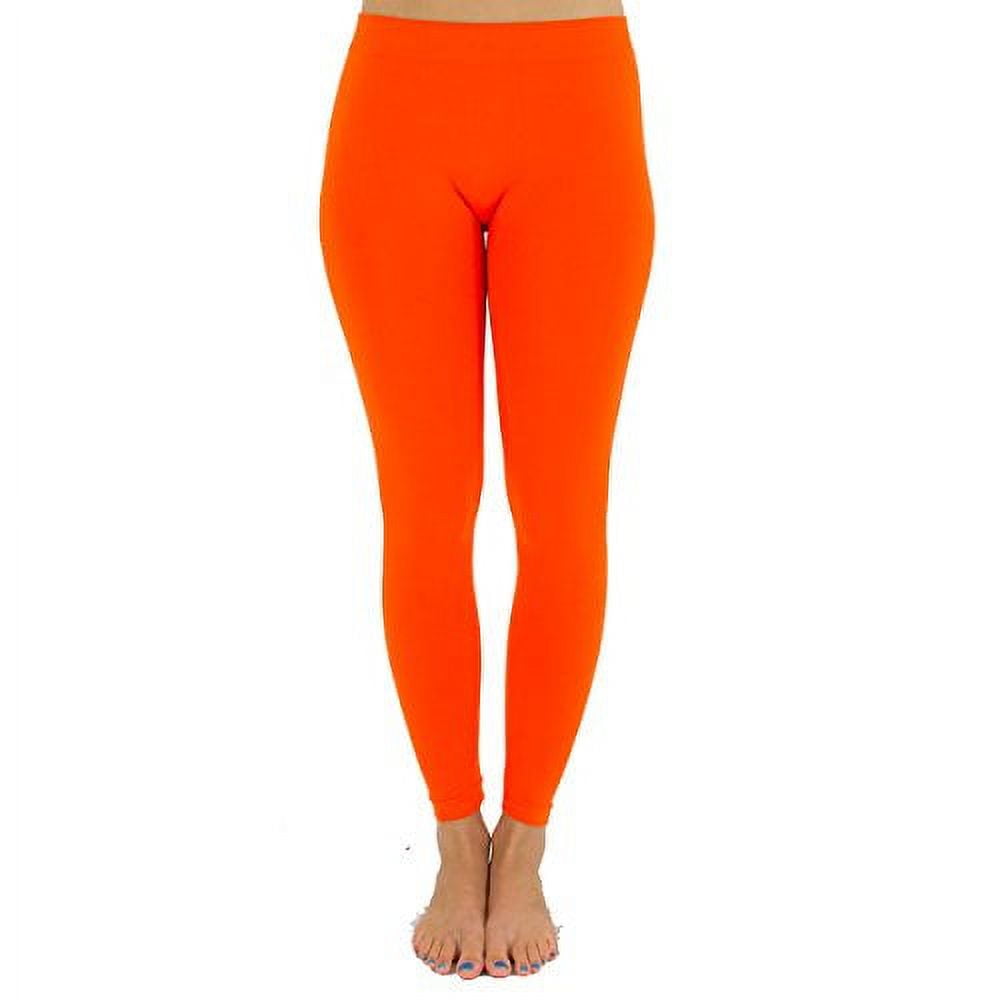 Neon Orange Footless Tights for Women Ankle Length Pantyhose Plus