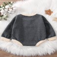 thumbnail image 3 of Bébé Fille Garçon Sweat-Shirt Col Rond Romper Pull Patchwork Manches Longues Haut Chaud Automne Vêtements d'Hiver Abricot, 3 of 6