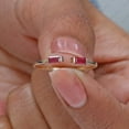 thumbnail image 2 of Ruby Cuff Ring, Baguette Ruby Open Band Ring, 18k Gold Plated Ring, Two Stone Ring, Dianty Stackable Ring., 2 of 5