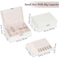 thumbnail image 2 of LQQBOX Travel Jewelry Holder Organizer - Pink Travel Jewelry Case, PU Leather Large Travel Jewelry Case | Birthday Gifts for Women Girls Jewelry Box | Gifts for Friends - Travel Essentials, 2 of 7