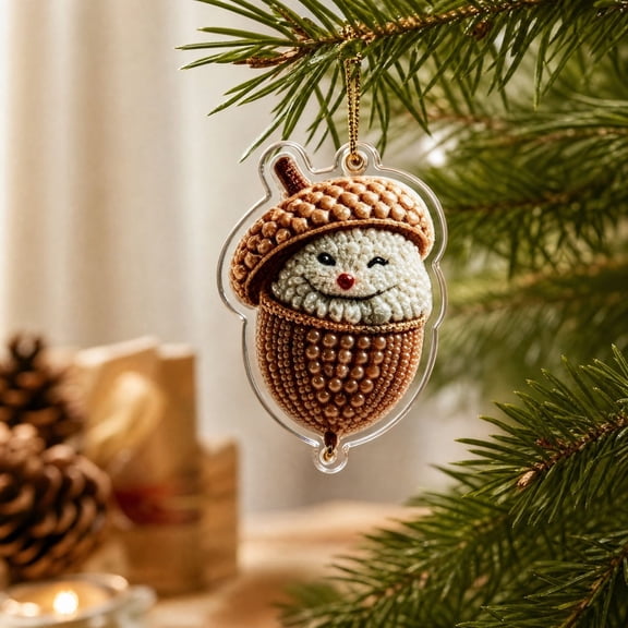 Suncoda Christmas Decorations, 6pcs Acrylic Pearl Painting Xmas Ornament Set, Vintage Christmas Tree Decorations Hanging for Xmas Tree Mantel Party