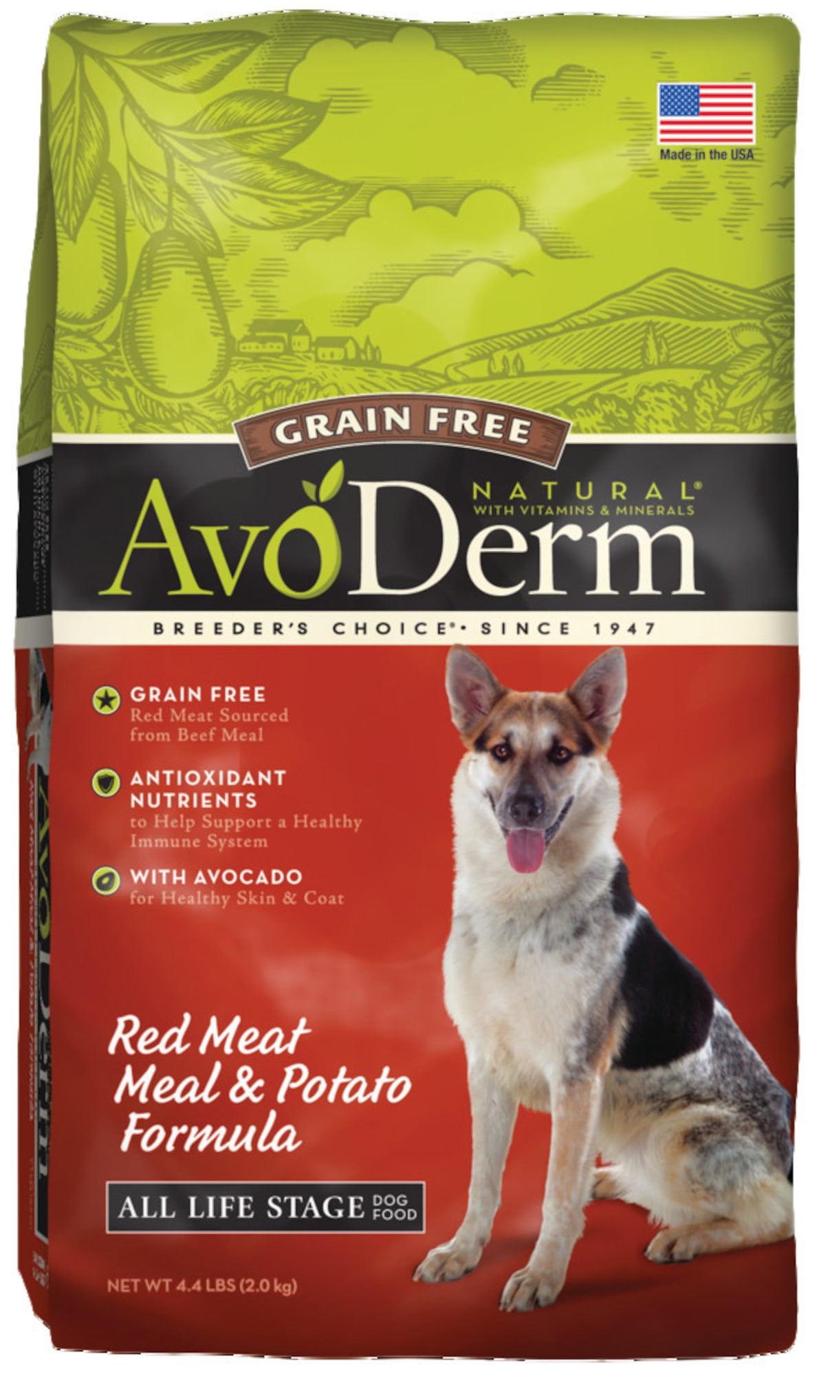 AvoDerm Natural Grain Free Red Meat Meal and Potato Formula Dog Food, 4