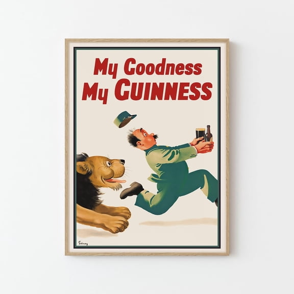 Guinness Vintage Ad Poster Art Print Home Decor Wall Art Gift, UNFRAMED PAPER POSTER