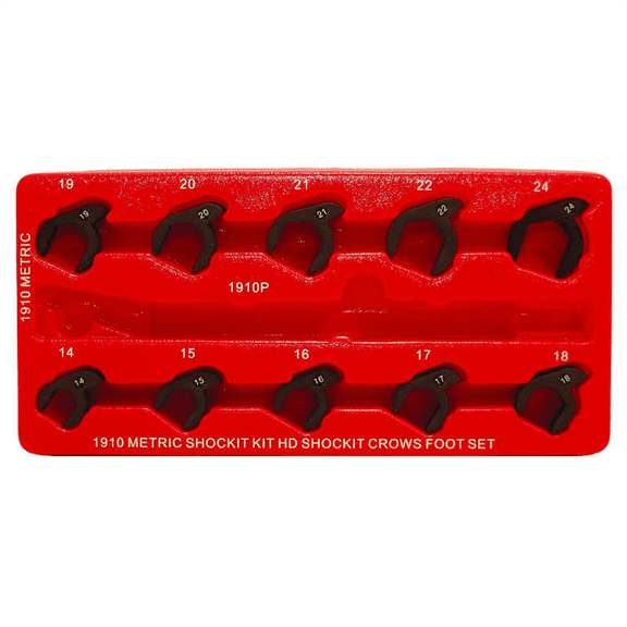 MIlton 10 Piece Metric SHOCKIT Crows Foot Set - Heavy Duty Industrial Hydraulic