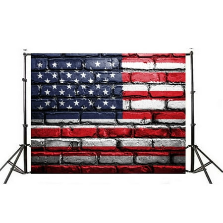 Image of Hxoliqit American Flag Background Independence Day Carnival Vinyl Photography Backdrops(Multi-color) For Carnival