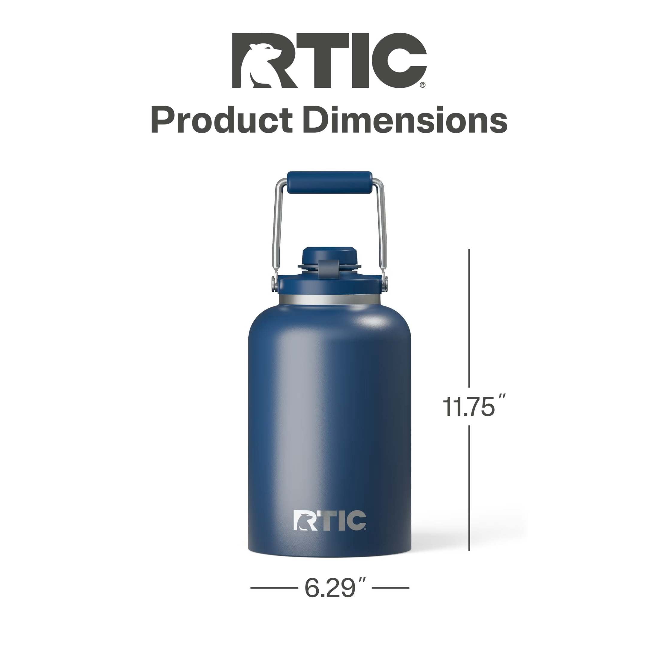 RTIC One Gallon Ceramic Lined Insulated Outback Water Bottle Jug, Leak Proof, Navy