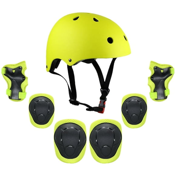 Kids 7 in 1 Helmet and Pads Set Adjustable Kids Knee Pads Elbow Pads Wrist Guards for Scooter Skateboard Roller Skating Cycling