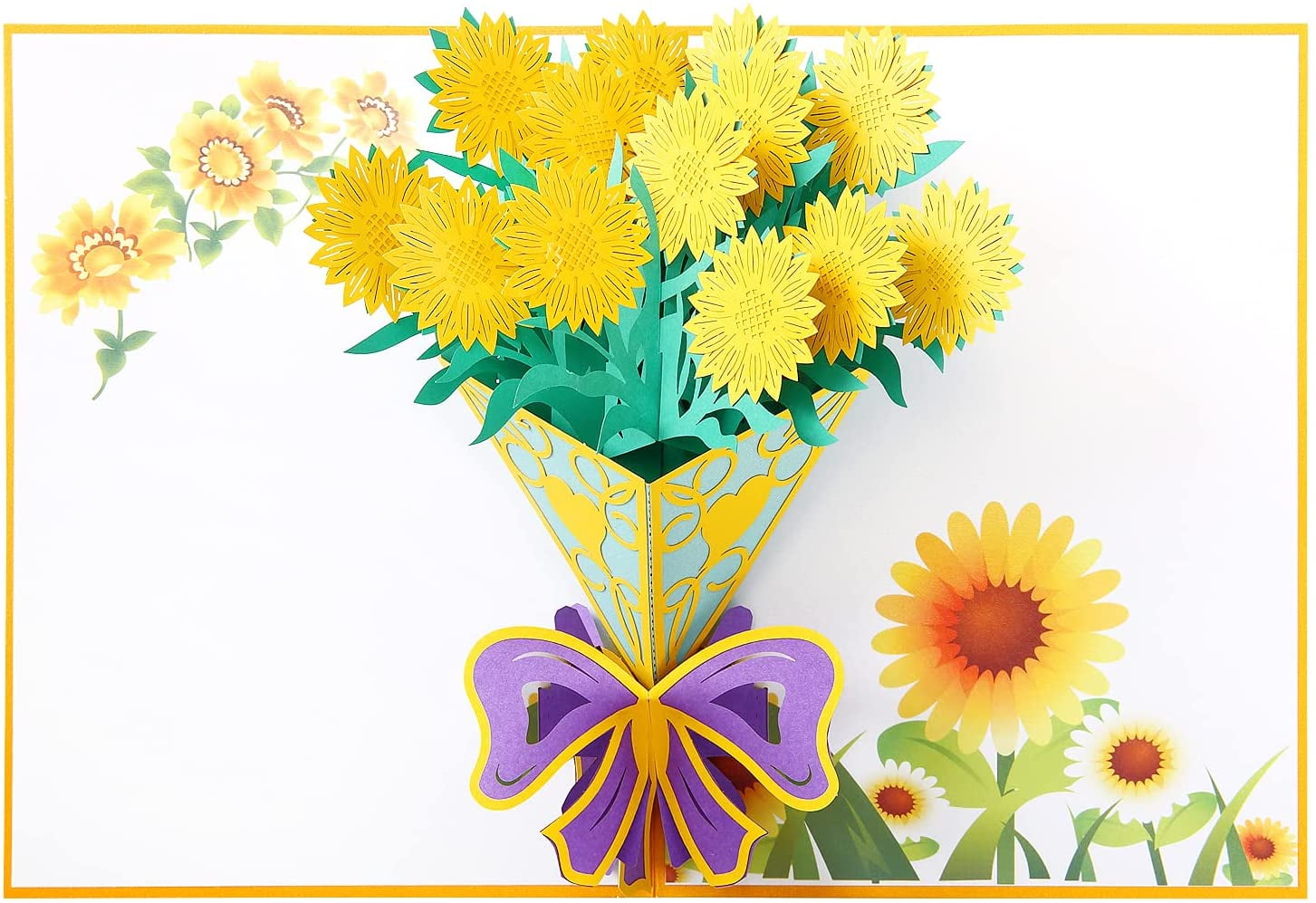 3D Pop Up Greeting Card Sunflower Love Birthday Gift 