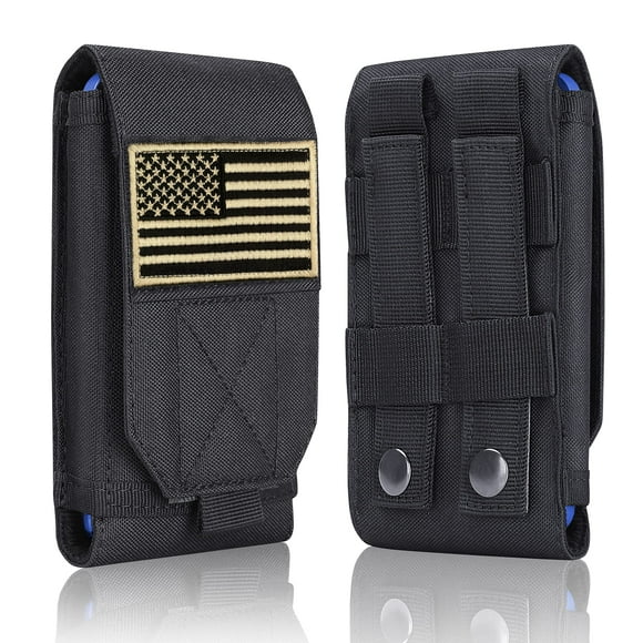 Heyqie Black Tactical Molle Cellphone Pouch Case Heavy Duty Waterproof Phone Holster Bag For Iphone 11 12 13 Pro Max Samsung S22 S21 S20 Fe Note 20 A13 A12A02S Less 6.7"" Phone With Us Flag Patch
