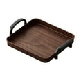 thumbnail image 3 of Serving Tray with Handles, 9x8 Inch Living Room Serving Tray, Brown PVC Tray with Armrests for Teacups Snacks Fruit, 3 of 7
