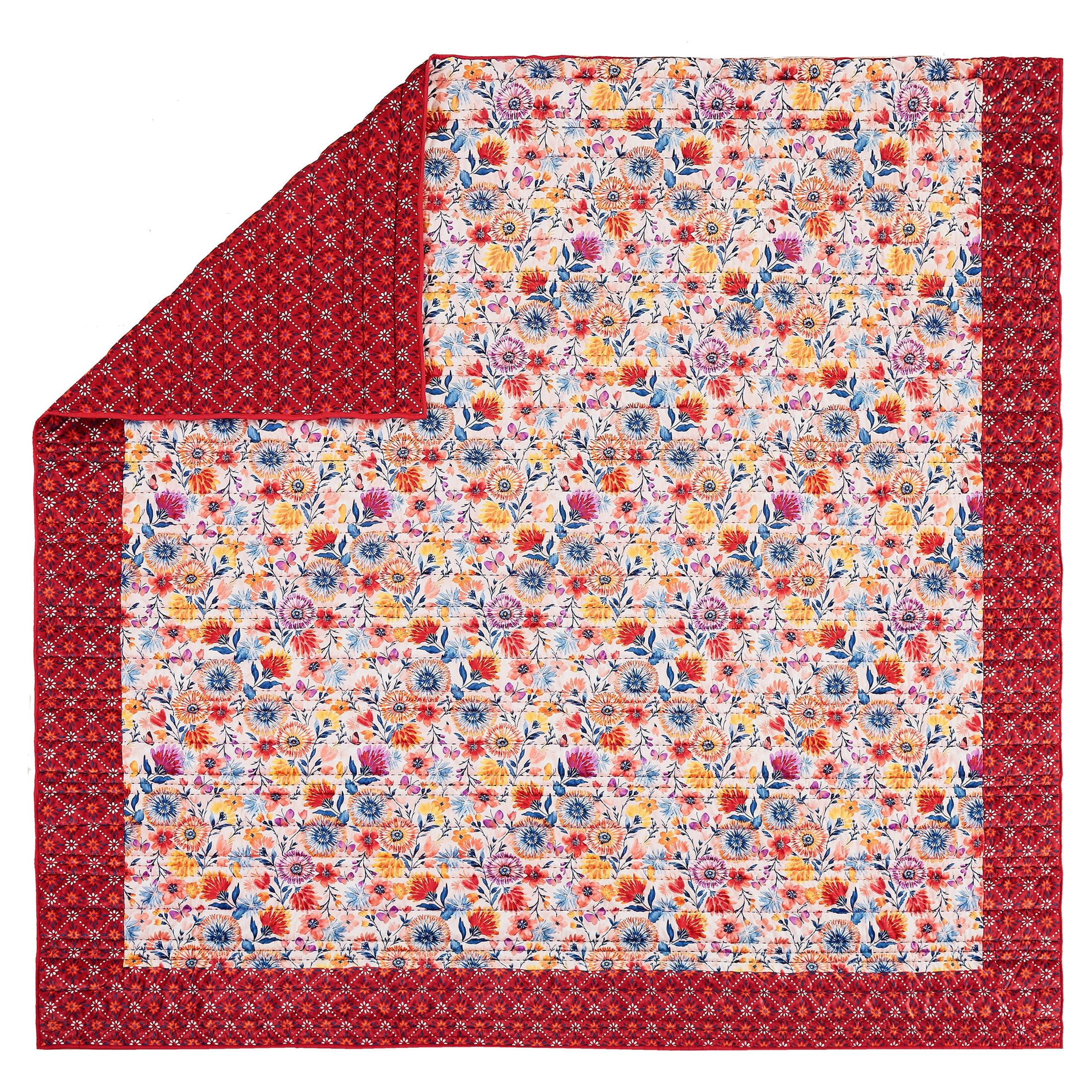The Pioneer Woman Fluttering Fancies Polyester Velvet Quilt, Full/Queen
