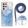 thumbnail image 6 of Mantto for Samsung Galaxy S21 Ultra Case, with Lanyard Adjustable Strap, Marble Pattern Soft TPU Bumper Hard PC Back Shockproof Protective Glossy Stylish Durable Phone Case for Women Girls,Blue, 6 of 7