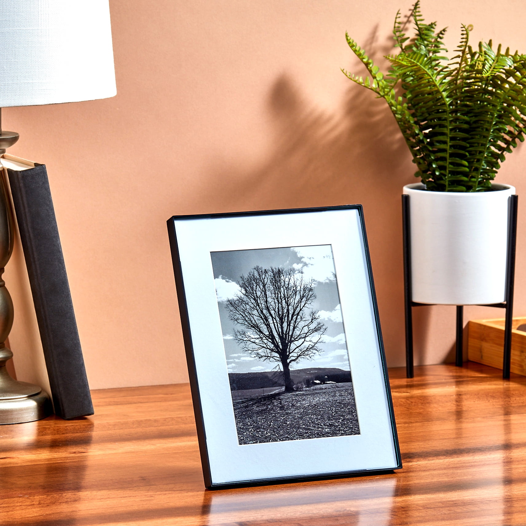 (6 pack) Mainstays – 5x7 Picture Frame – Black Front Loading 7x9 Matted Wall or Tabletop Photo Frame