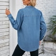 thumbnail image 4 of Viikei Trendy Women's Washed Denim Jacket with Pockets Retro 90s Fashion,Women's Denim Jacket for a Cool Look,Women's Color Lapel Look Slimmer Sleeve Denim Jacket Light Blue S, 4 of 9