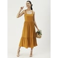 thumbnail image 4 of DressBerry Women’s Solid Viscose Rayon Dress Square Neck Sleeveless Calf Length Regular Wear Light Weighted Casual Summer Long Dress, 4 of 7
