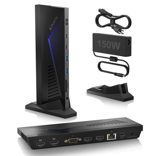 Estación de acoplamiento Portta 14 en 1 con doble HDMI 4K y USB-C PD