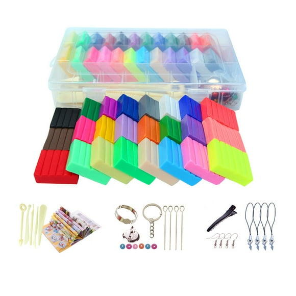 Nontoxic 24 Colors Polymer Clay DIY Malleable Soft Modelling Clay Set with 5Pcs Tools Kids Gift Toys Color:500g paper box package