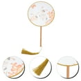 thumbnail image 4 of EeaseCA Chinese Circular Fan Traditional Dance Fan Translucent Silk Round Fan with Tassel, 4 of 7