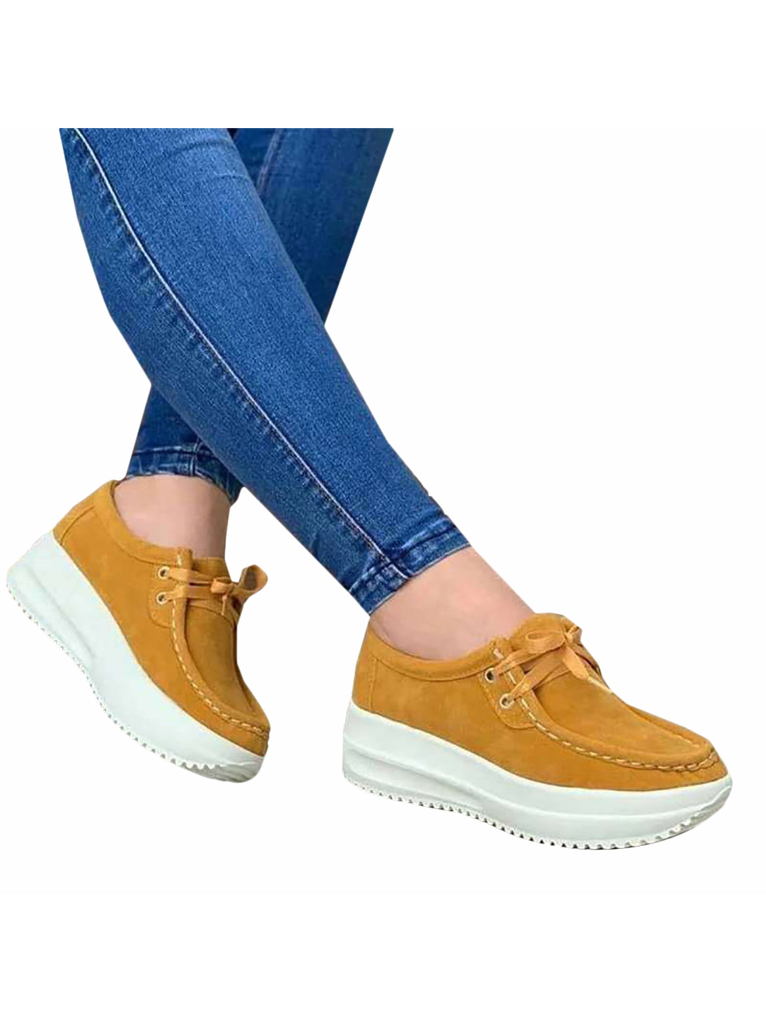 Womens Sports Shoes Platform Wedge Lace Up Jogging Jogger Athletic Sneakers Size