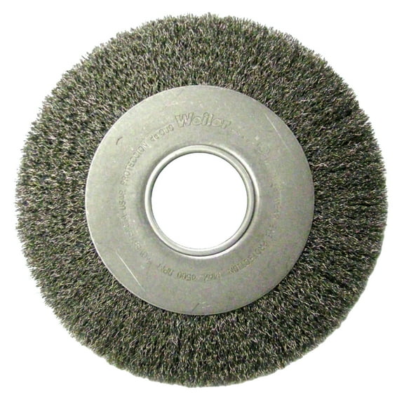 Weiler Medium-Face Crimped Wire Wheel, 8 in D x 1 in W, .0118 in Steel Wire, 4,000 rpm
