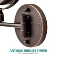 thumbnail image 5 of OVENTE 8.6" Wall Mount Makeup Mirror - Double LED, 1X & 10X Magnifier, Antique Bronze MFW85ABZ1X10X, 5 of 9