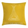 thumbnail image 1 of Keep Calm Throw Pillow Cushion Cover, Meditative Animals Giraffe in Drawing Style on Yellow with Butterfly, Decorative Square Accent Pillow Case, 20 X 20 Inches, Earth Yellow White, by Ambesonne, 1 of 2