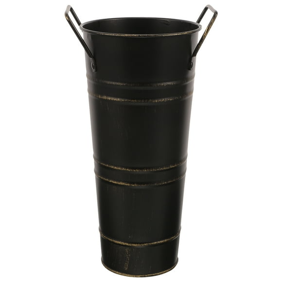 Maceta de hierro de mesa, maceta tipo cubo o jarrón con asas, ideal para plantas en balcones, vallas y jardines.