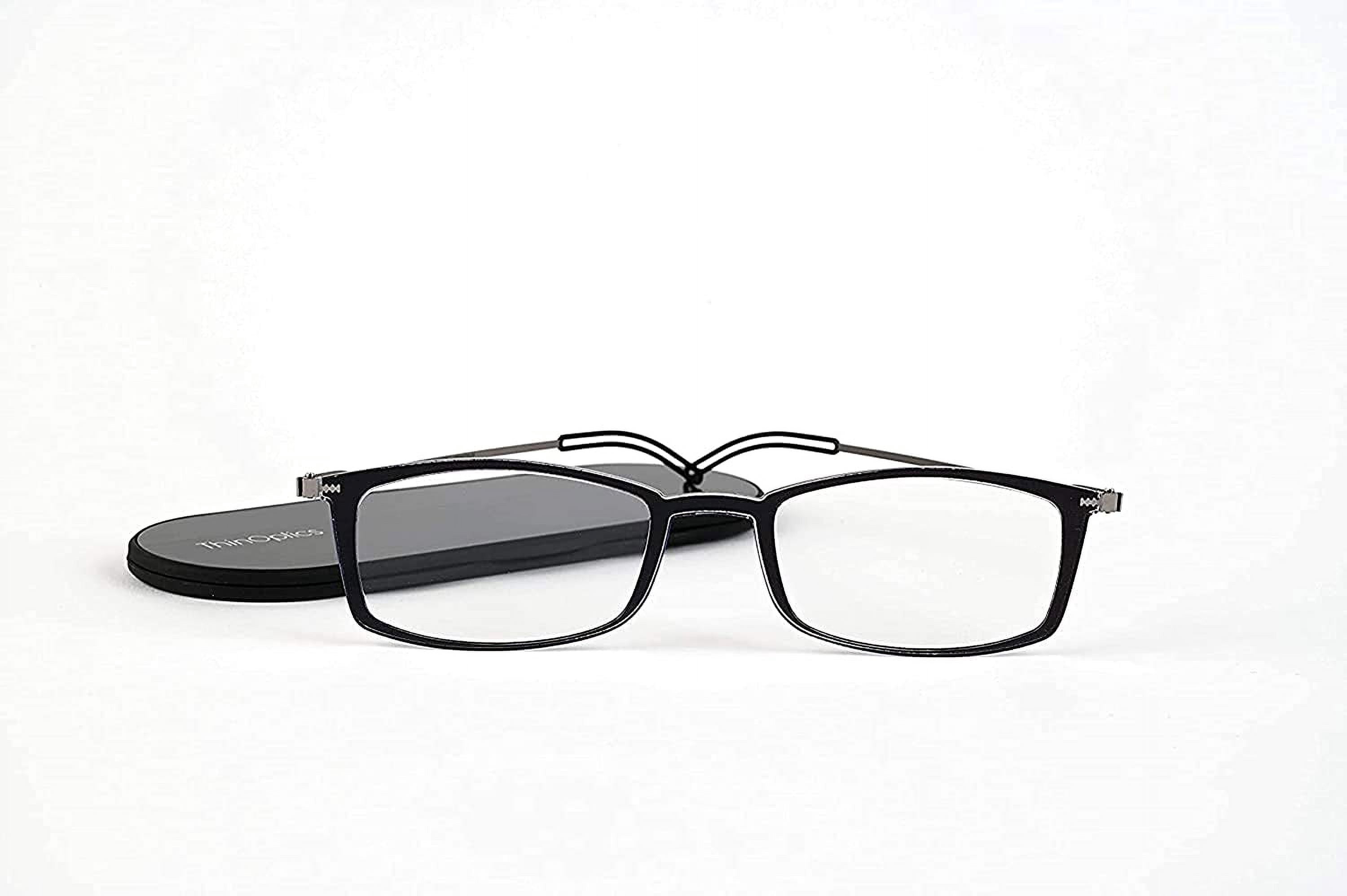 ThinOptics Frontpage Blue-Light Blocking Computer Reading Glasses and Milano Aluminum Case, Black Frames/Blue Light Filtering