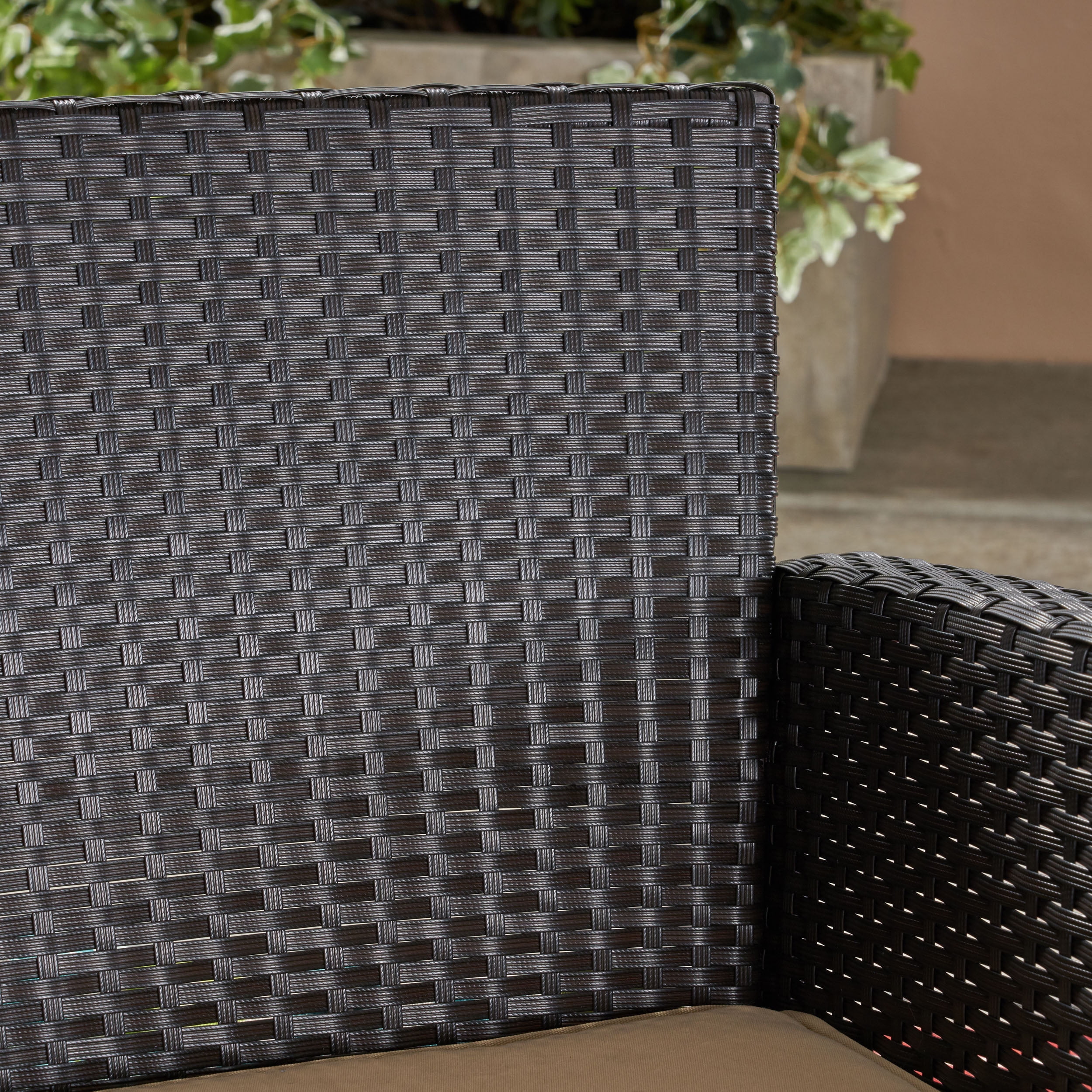 Noble House Anton Handcrafted Wicker Club Chairs with Cushions, Brown/Tan (Set of 2)