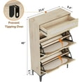 thumbnail image 2 of Armoire à Chaussures en Rotin avec 2 Tiroirs Basculants et 1 Tiroir Coulissant, Armoire de Rangement pour Chaussures Autoportante, Tablette Réglable à 3 Positions, Armoire à Chaussures Étroite pour Entrée/véranda, Chêne, 2 of 7
