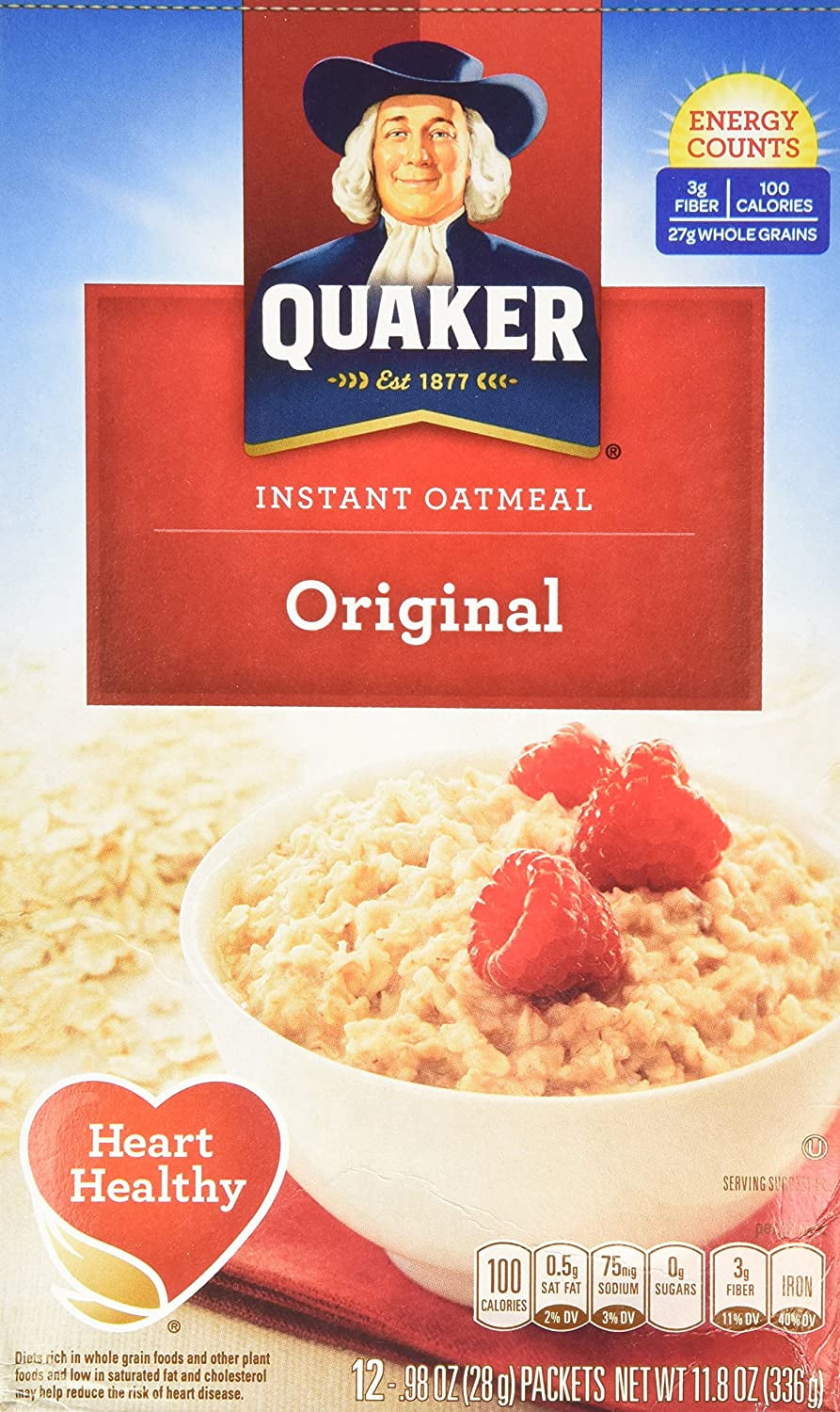 Quaker Instant Oatmeal Original, 12-Count Boxes (Pack of 2) - Walmart.com