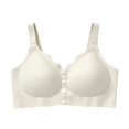 thumbnail image 6 of VISALY Front Closure Jelly Bras for Old Women Wireless Push Up No Underwire Full Coverage Seamless Comfy Front Snap Support T-Shirt Bras Soft Supportive Compression Convenient Bras White M, 6 of 8