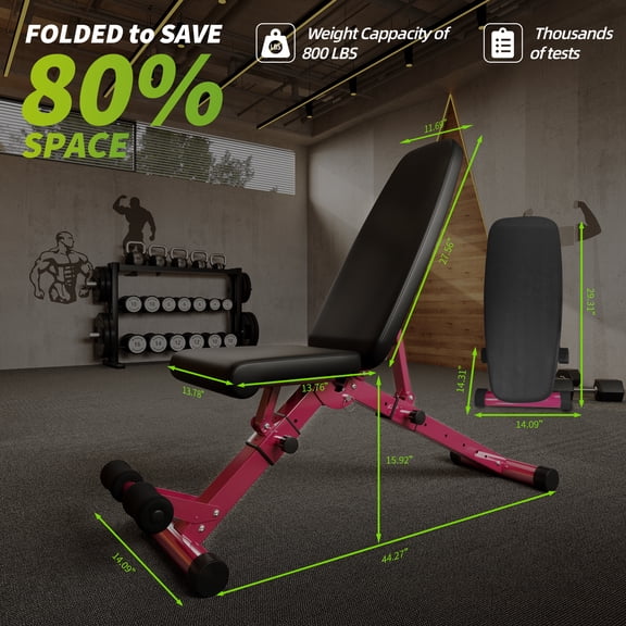 Heavy Duty Adjustable Dumbbell Bench 880LBS Weight Capacity 7 Position Backrest Foldable Workout Bench for Home Gym