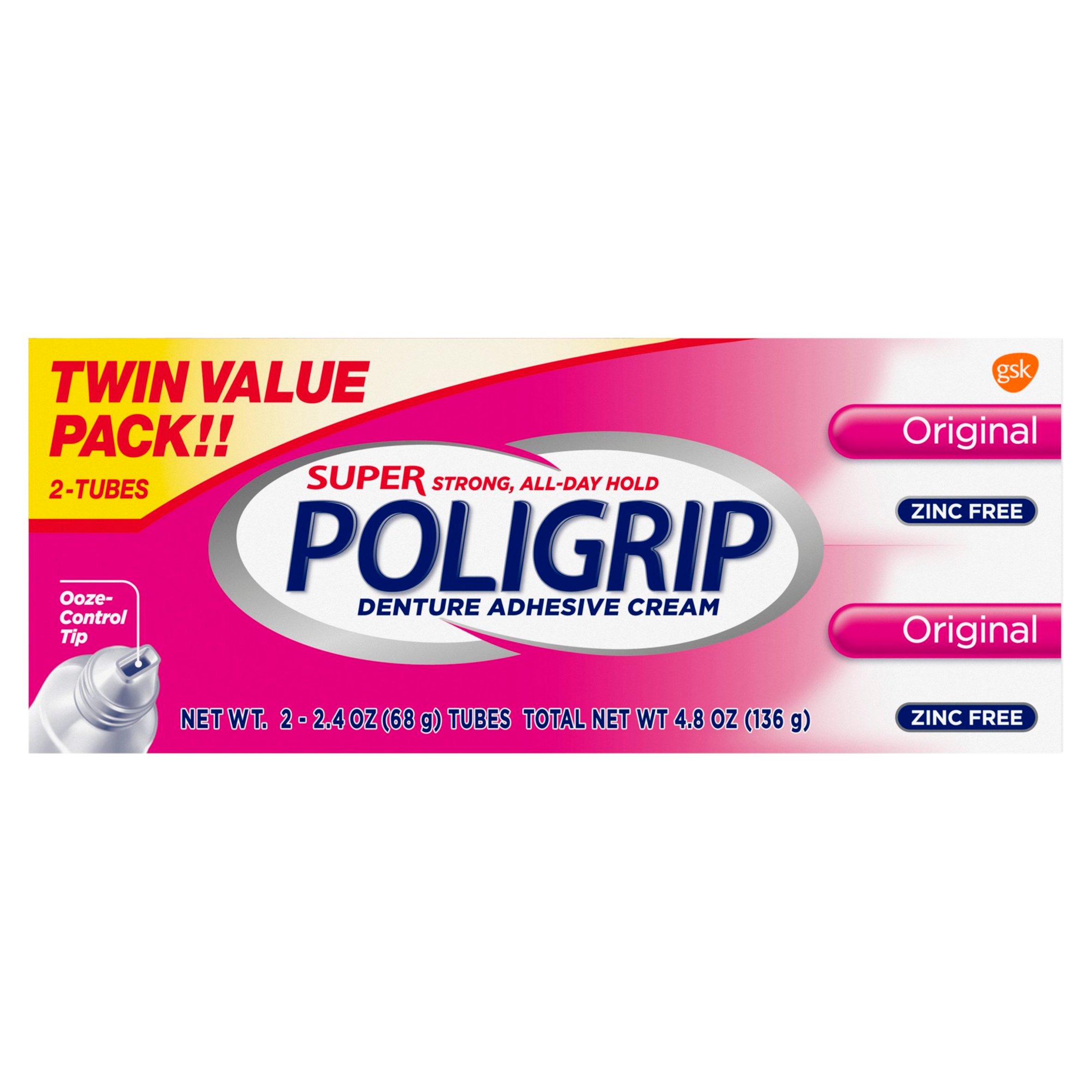 Super Poligrip Original Formula Zinc Free Denture and Partials Adhesive