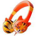 thumbnail image 1 of Auriculares para niños Kidrox para 2-7 años - Con cable y límite de volumen de 85dB - Naranja, Orejas de Tigre, 1 of 3