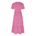 thumbnail image 4 of BRGZLK Women's Summer Floral Dresses Daily Fashion Print Round Neck Short Sleeve Casual Boho Maxi Beach Flowy Dresses Pink S, 4 of 4