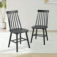 thumbnail image 3 of Farmhouse Wooden Dining Chairs Set of 2, Windsor Spindle Back Chair for Kitchen & Dining Room, Black, 3 of 9