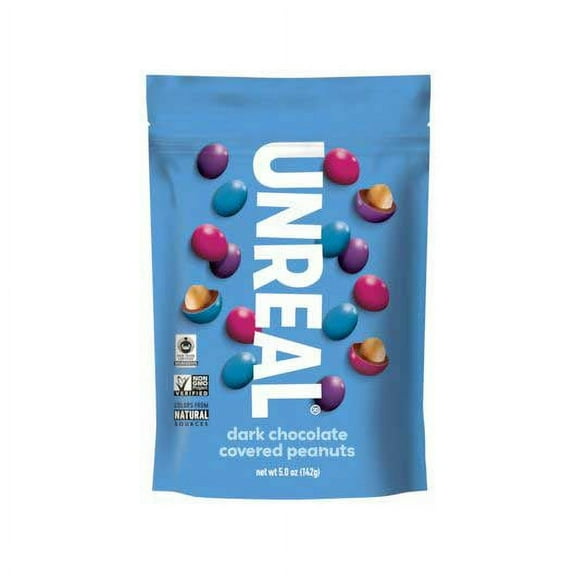 Unreal Dark Chocolate Coated Peanuts, 5 Ounce Bag -- 6 per case