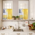 thumbnail image 3 of Abstract Graffiti Art Curtain Valances Set Retro Yellow Gary Street Art Kitchen Curtains 24&nbsp;inch Length Rod Pocket Valance and Tiers 3 Piece Set Small Bedroom Bathroom Laundry Decor, 3 of 9