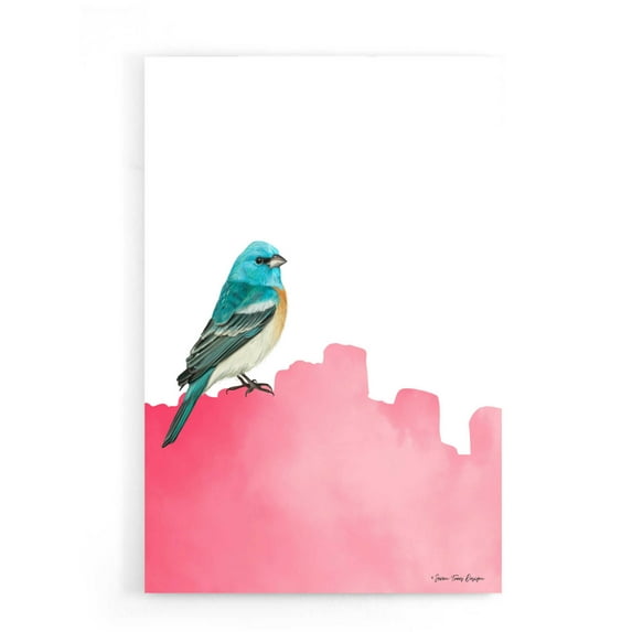 Epic Art 'Bird on Pink' by Seven Trees Design, Acrylic Glass Wall Art, 16"x24"