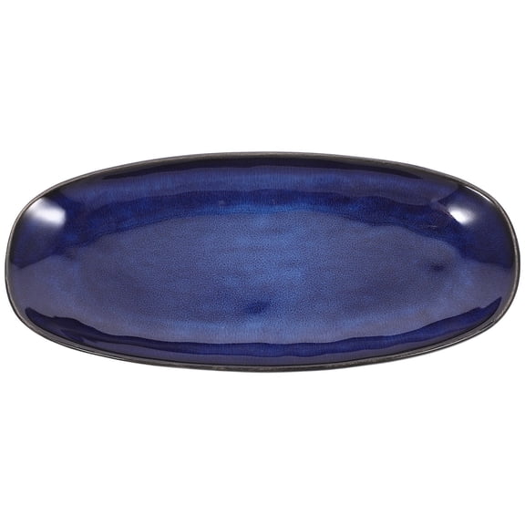 DRAFIDEEP Oval Ceramic Sushi Plate 1Set Blue Porcelain Platter For Sushi Serving Family Gatherings And Restaurants