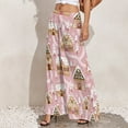 thumbnail image 3 of Palazzo Pants for Women, Gingerbread Houses Pink Wonderland Comfy Womens Wide Leg Baggy Pants, Casual Lounge Pants for Women Travel Vacation Outfits, 3 of 5