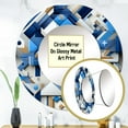 thumbnail image 3 of Designart "Matrix Design In Blue And White" Geometric Round Mirror Wall Decor Modern - Large Blue Round Bathroom Mirror - Round Mirror - 36" x 36", 3 of 6