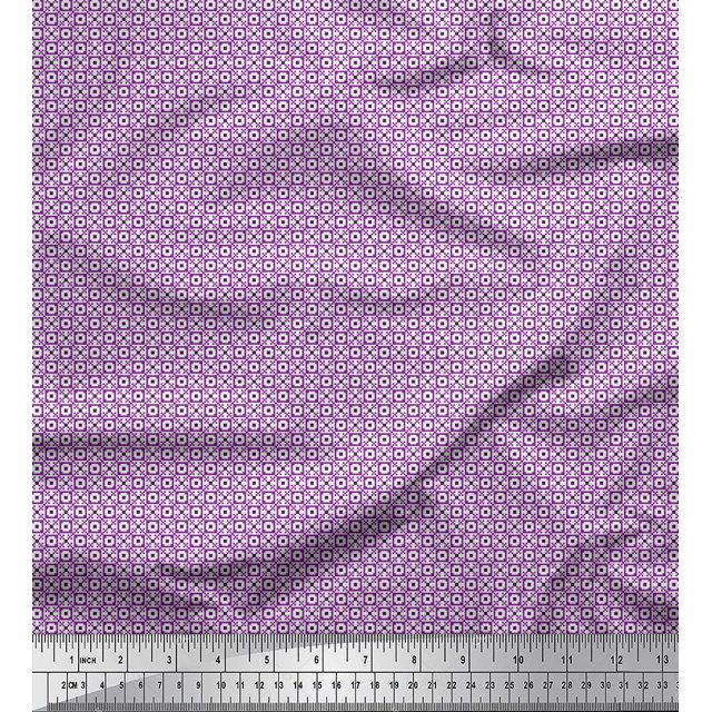 Soimoi Rayon Fabric Geometric Small Decor Fabric Printed Yard 42 Inch Wide