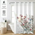 thumbnail image 5 of Mizhona Daisy Floral Shower Curtains with Snap in Liner Pink Wildflower No Hook Fabric Bathroom Curtain,71"x74", 5 of 5