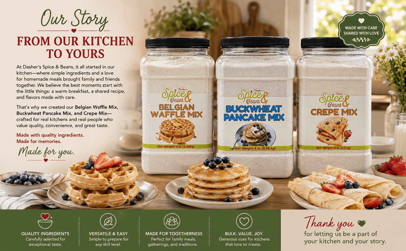 Buckwheat Pancake Mix | Earthy and Nutty Flavor | By Dasher's Spice & Beans | 5 lb.