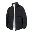 thumbnail image 2 of yuCgh Men's Stand Collar Puffer Jacket, Long Sleeve Zip Up Cotton Coat, Thickened Warm Loose Fit for Winter Casual & Outdoor Protection,Black,L, 2 of 5
