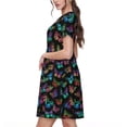 thumbnail image 2 of Fotbe Multicolored Butterflies Vestido Largo de Moda para Mujer, Vestido Tipo Camiseta con Manga Corta y Estilo Casual a Rayas y Bloques de Color, 2 of 6
